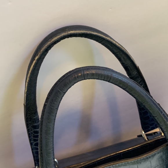 Coach Legacy Haley Satchel Exotic Croc-Embossed Leather 25324 Bag Navy/Sliver - Picture 5 of 12